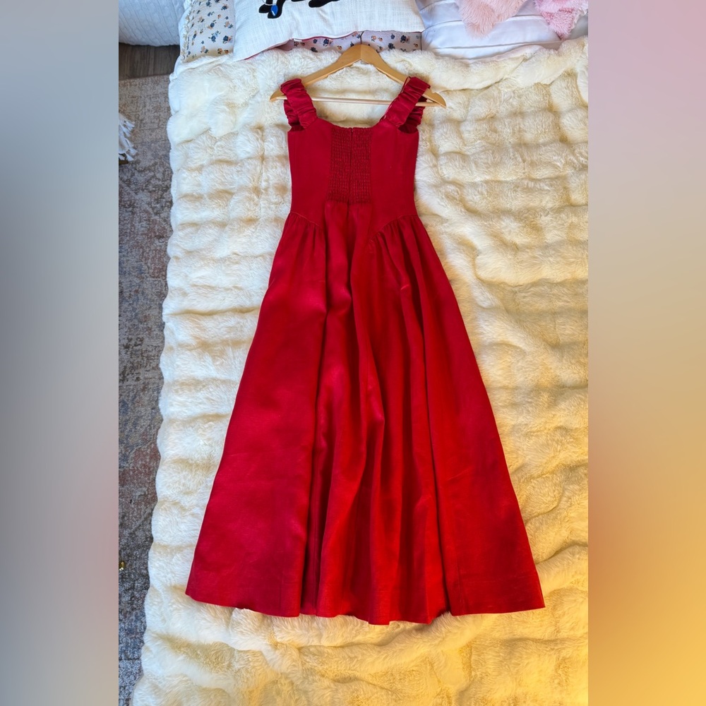 Reformation Monet Linen Dress In Lipstick, Brand new without tags, never worn. - Picture 12 of 16